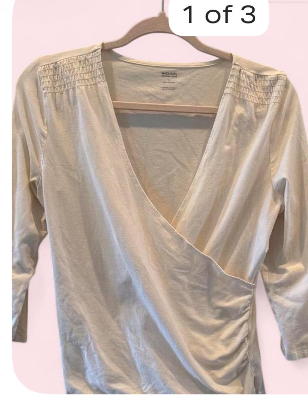 Michael Kors white  Wrap-Front Long Sleeve Top